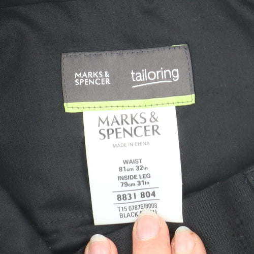 Marks and Spencer Mens Black 32in Regular Fit Dress Pants