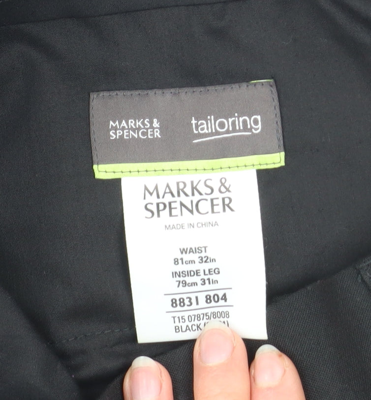 Marks and Spencer Mens Black 32in Regular Fit Dress Pants