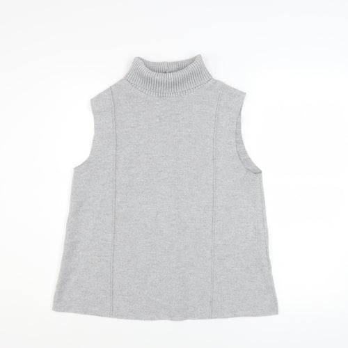 ZARA Women Grey Roll Neck Sleeveless Knit Vest M
