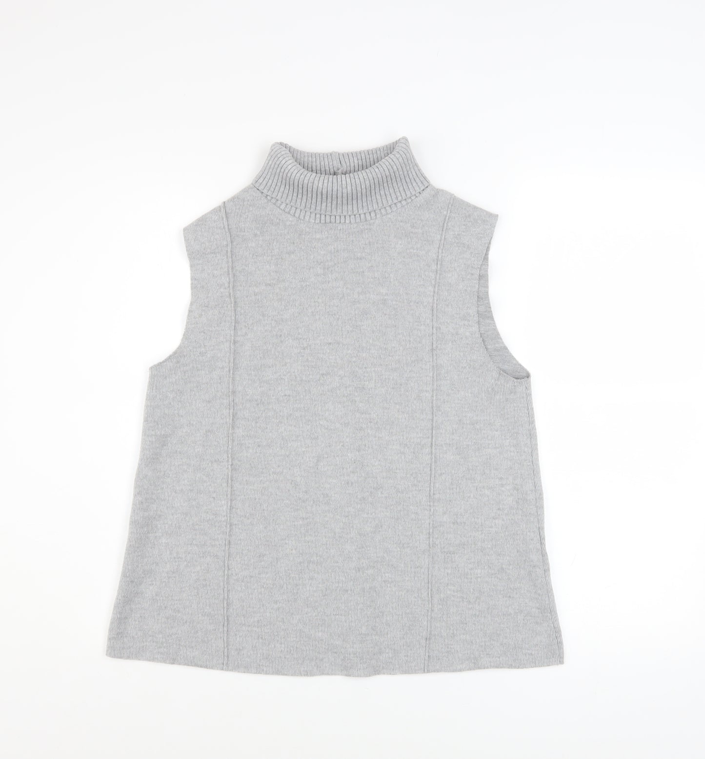 ZARA Women Grey Roll Neck Sleeveless Knit Vest M