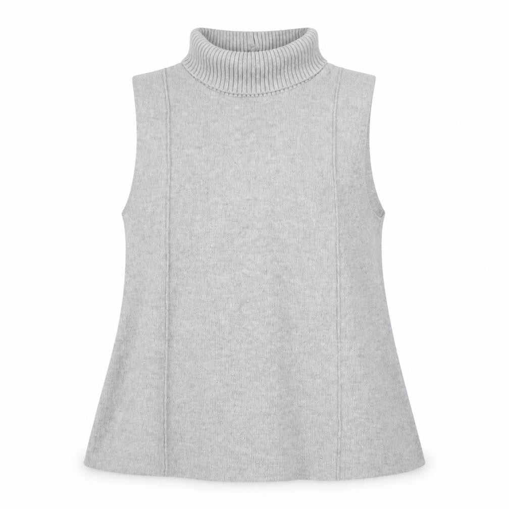 Front view of Zara Women Grey Roll Neck Sleeveless Knit Vest M