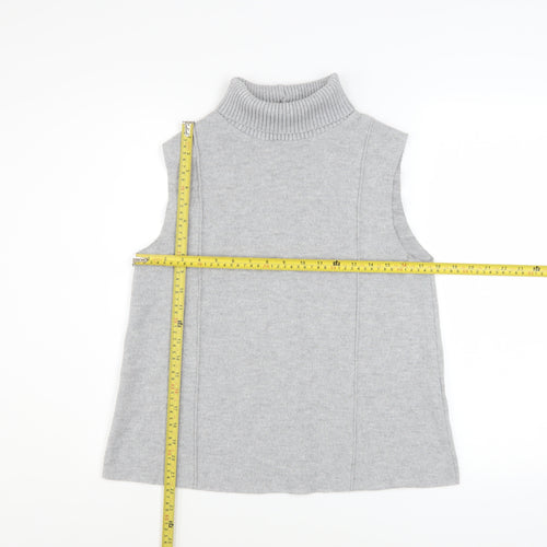 ZARA Women Grey Roll Neck Sleeveless Knit Vest M
