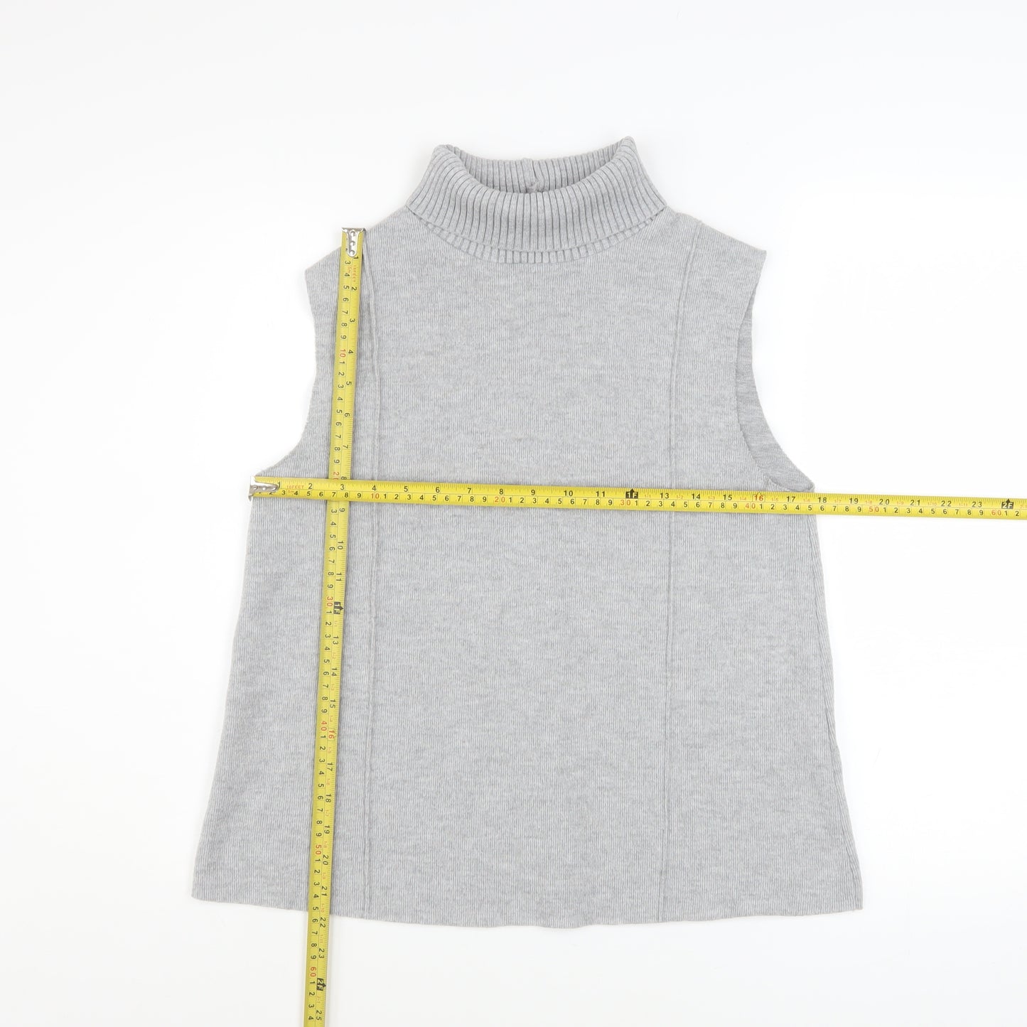 ZARA Women Grey Roll Neck Sleeveless Knit Vest M