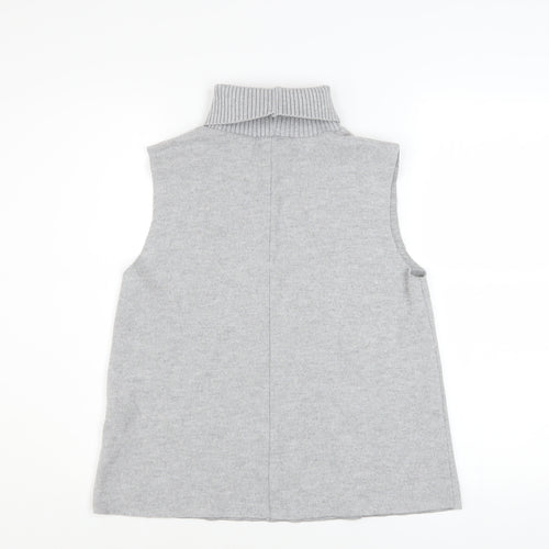 ZARA Women Grey Roll Neck Sleeveless Knit Vest M