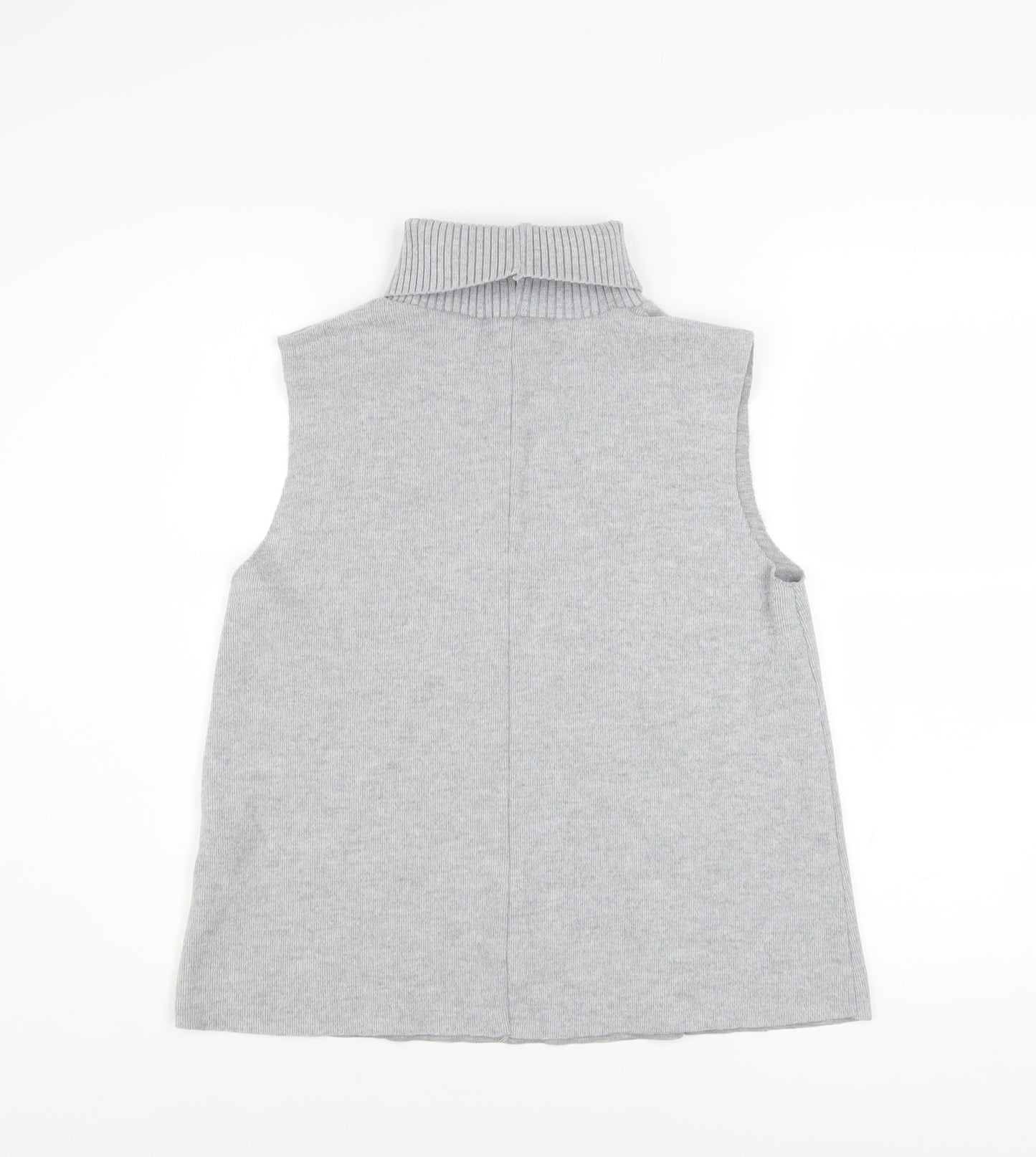 ZARA Women Grey Roll Neck Sleeveless Knit Vest M