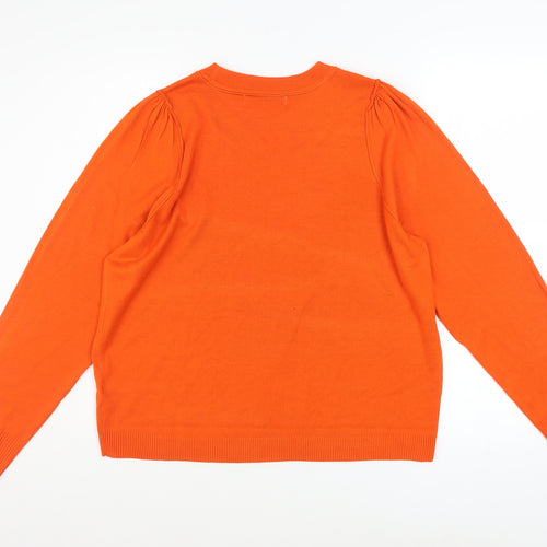 Next Women’s Orange Crew Neck Pullover Jumper L Long Sleeve Knit