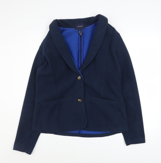 Lands' End Womens Blue Fleece Blazer Jacket XL Classic Workwear