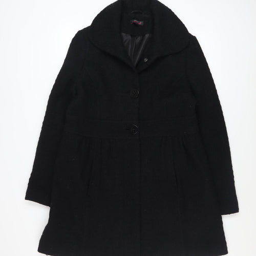 Red Herring Maternity Women's Black Wool Blend Mid-Length Coat Size 12