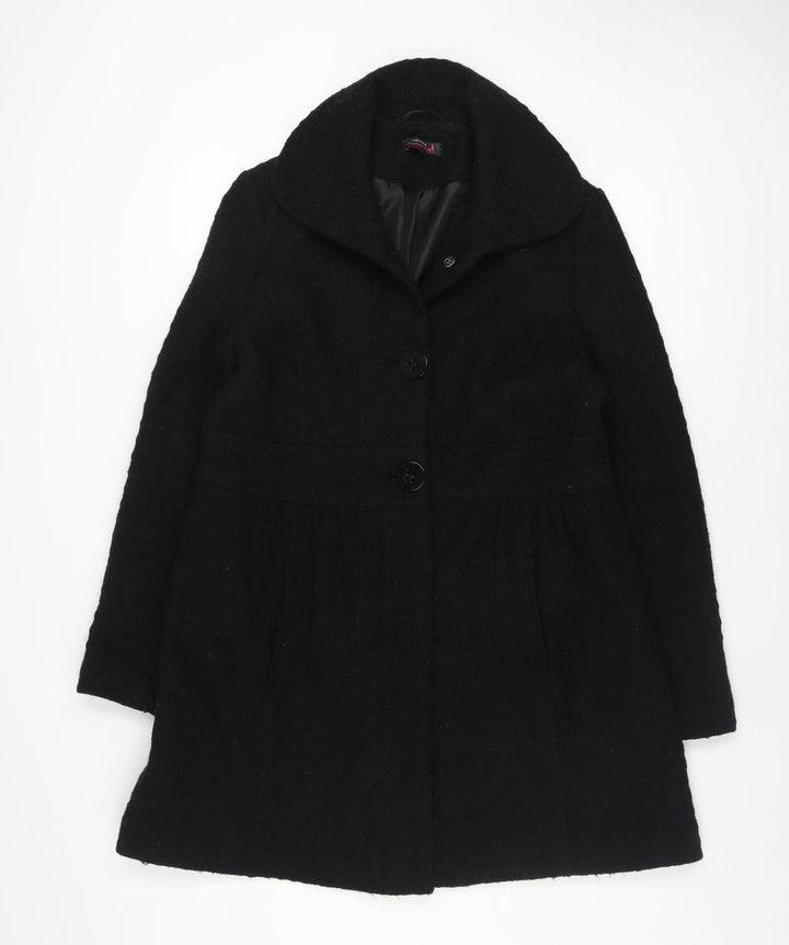 Red Herring Maternity Women's Black Wool Blend Mid-Length Coat Size 12