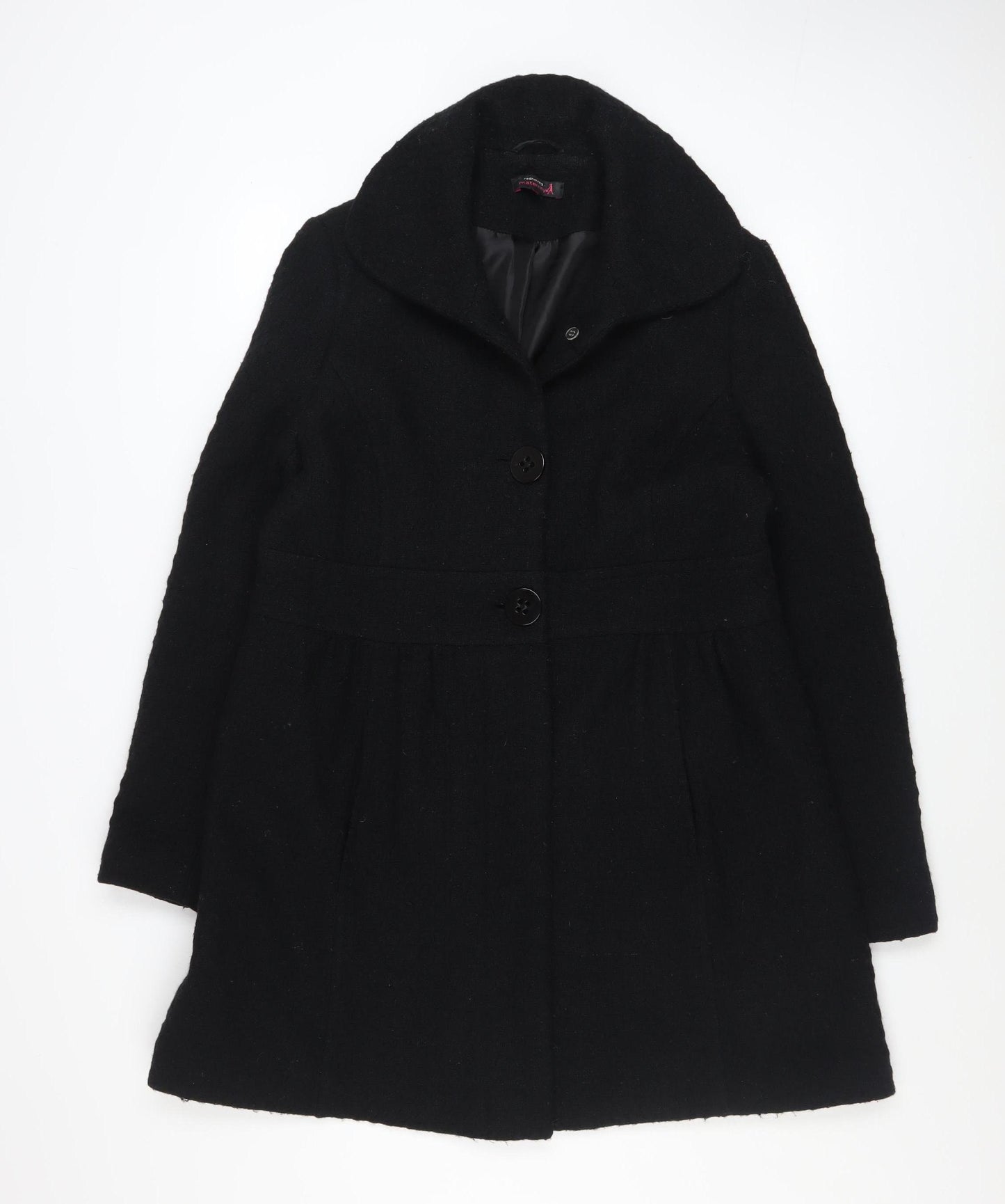 Red Herring Maternity Women's Black Wool Blend Mid-Length Coat Size 12