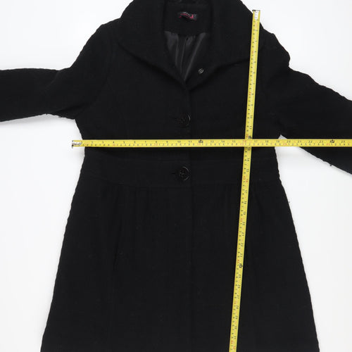 Red Herring Maternity Women's Black Wool Blend Mid-Length Coat Size 12