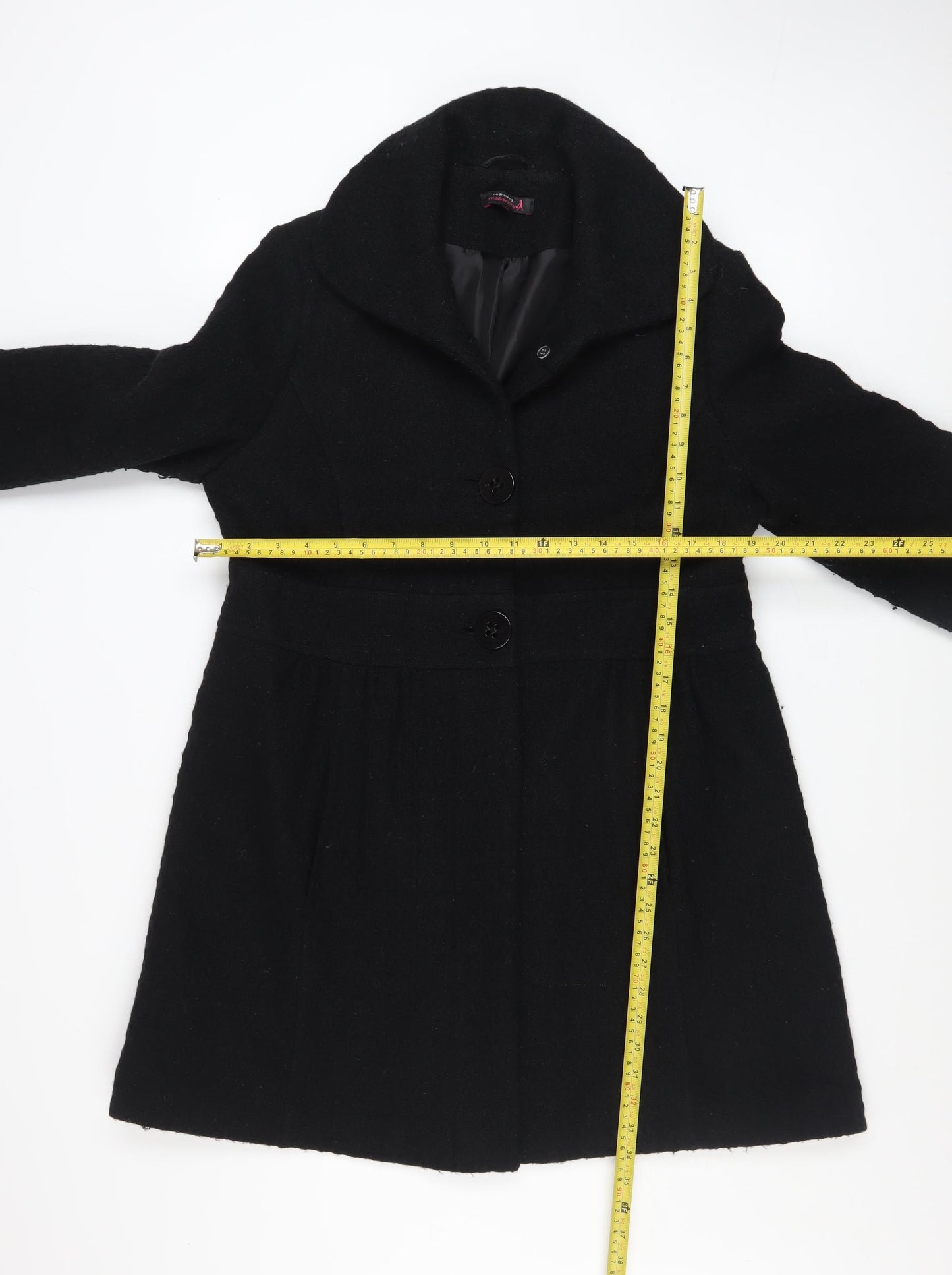 Red Herring Maternity Women's Black Wool Blend Mid-Length Coat Size 12