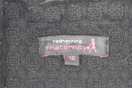 Red Herring Maternity Women's Black Wool Blend Mid-Length Coat Size 12