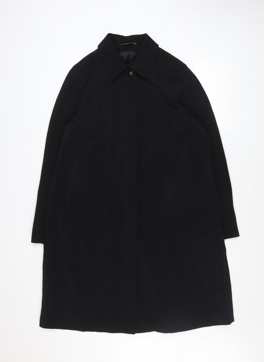 Marks and Spencer Women Black Size 14 Long Rain Coat Classic Fit