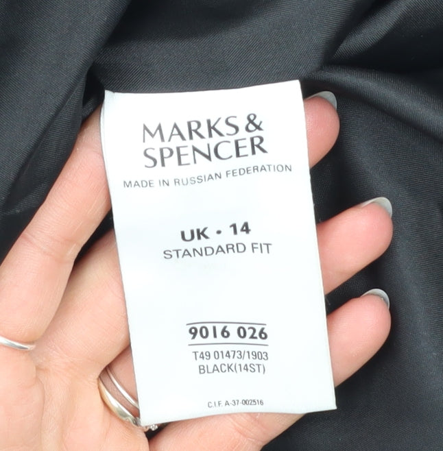 Marks and Spencer Women Black Size 14 Long Rain Coat Classic Fit
