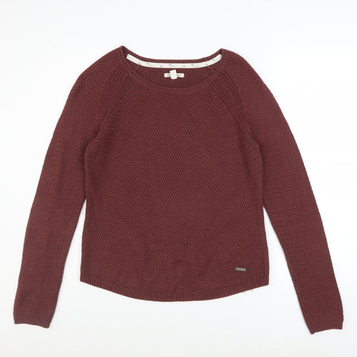 Billabong Womens Red Knit Pullover Jumper Size S Long Sleeve Crew Neck