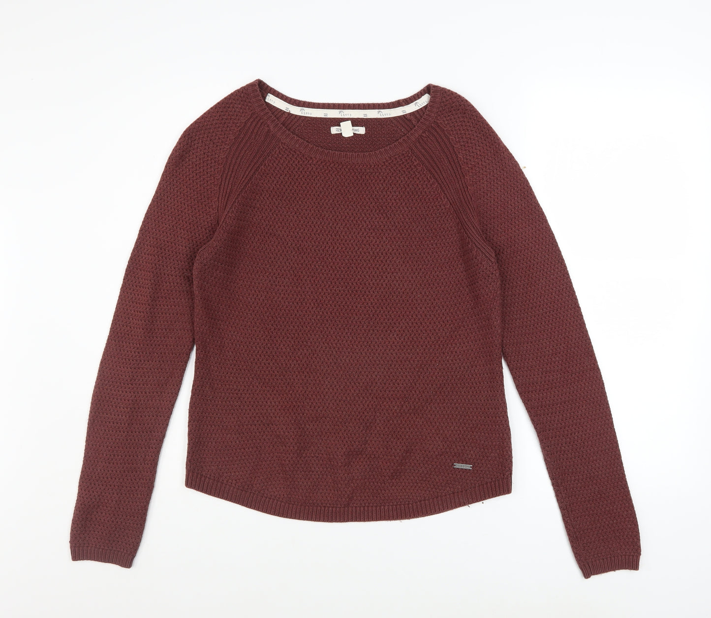 Billabong Womens Red Knit Pullover Jumper Size S Long Sleeve Crew Neck