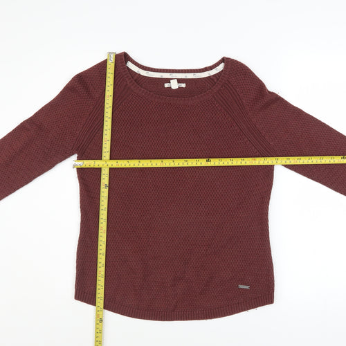 Billabong Womens Red Knit Pullover Jumper Size S Long Sleeve Crew Neck