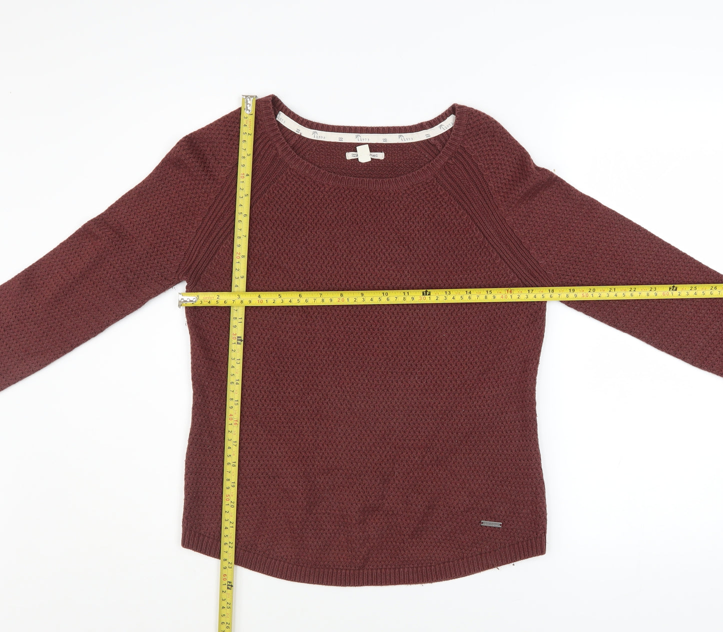 Billabong Womens Red Knit Pullover Jumper Size S Long Sleeve Crew Neck