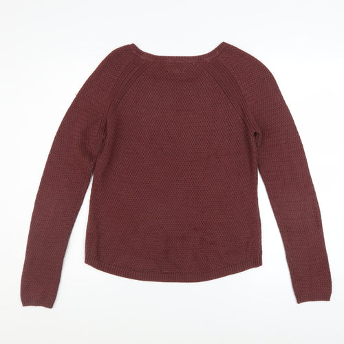 Billabong Womens Red Knit Pullover Jumper Size S Long Sleeve Crew Neck
