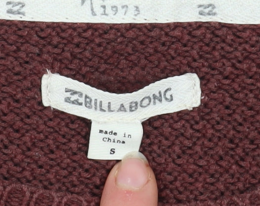 Billabong Womens Red Knit Pullover Jumper Size S Long Sleeve Crew Neck