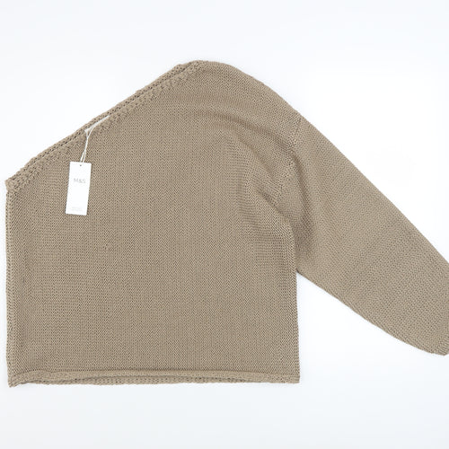 Marks and Spencer Women’s Beige XL Chunky Knit Asymmetrical Pullover Jumper