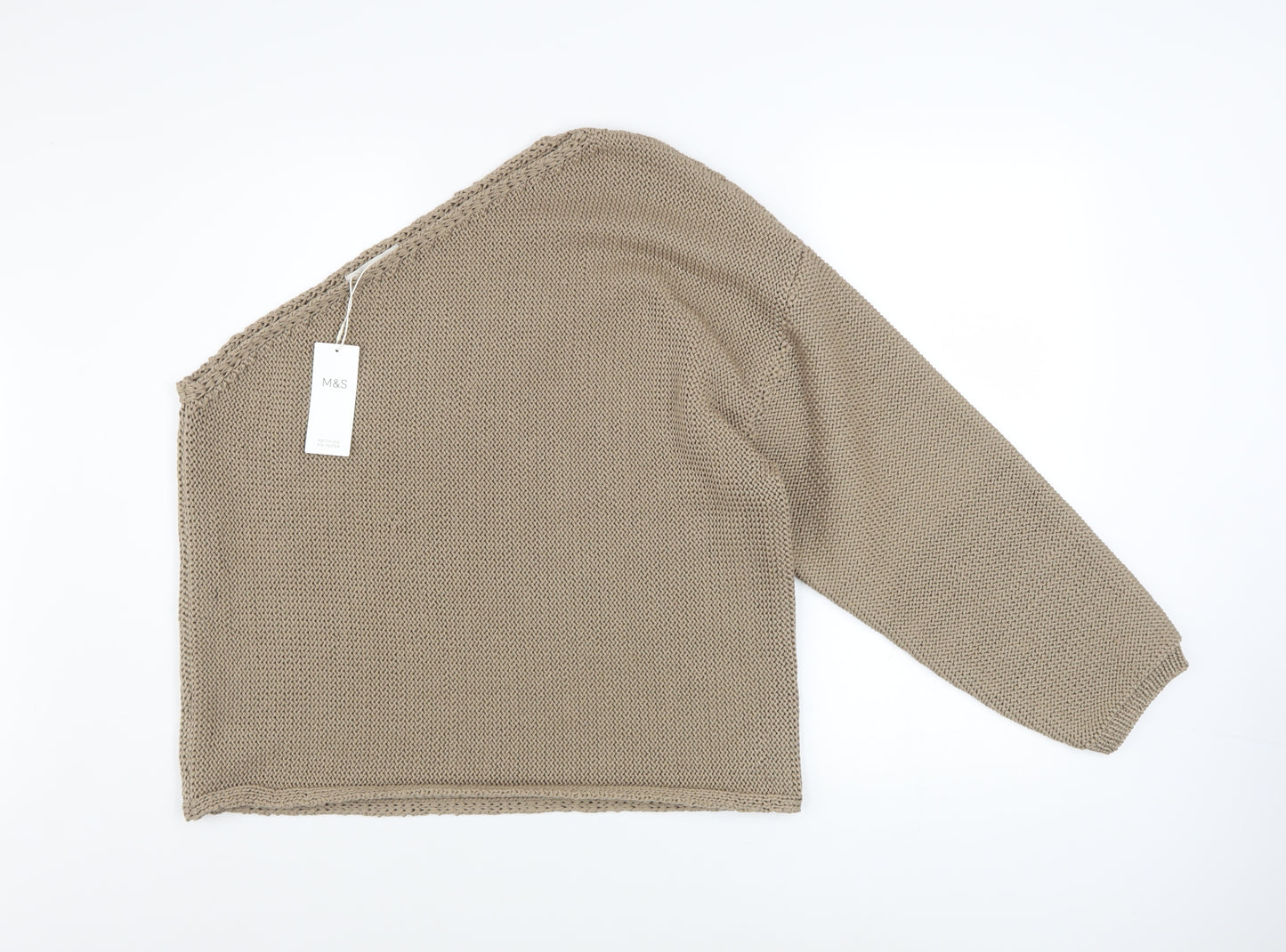 Marks and Spencer Women’s Beige XL Chunky Knit Asymmetrical Pullover Jumper