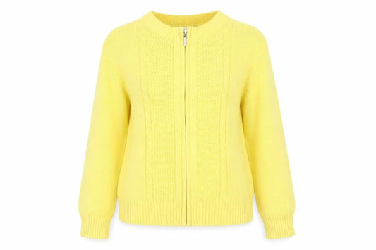 Front view of Damart Women Yellow, size 10, Full Zip Cotton Basic Jacket