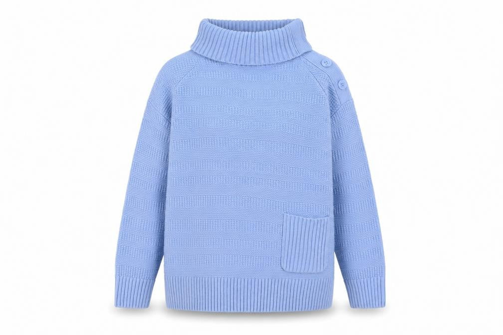 Front view of ISLE Collection Women’s Blue Roll Neck Knit Jumper, size M