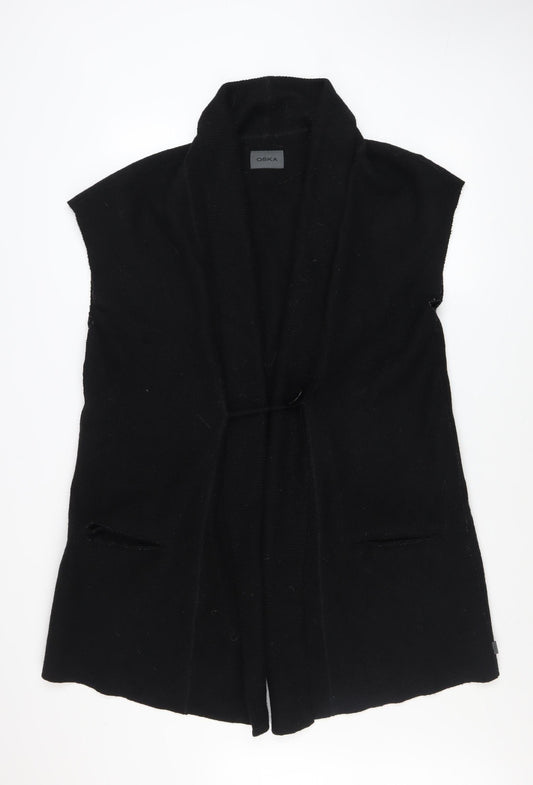 Oska Women's Black Wool Sleeveless Waistcoat Size 14