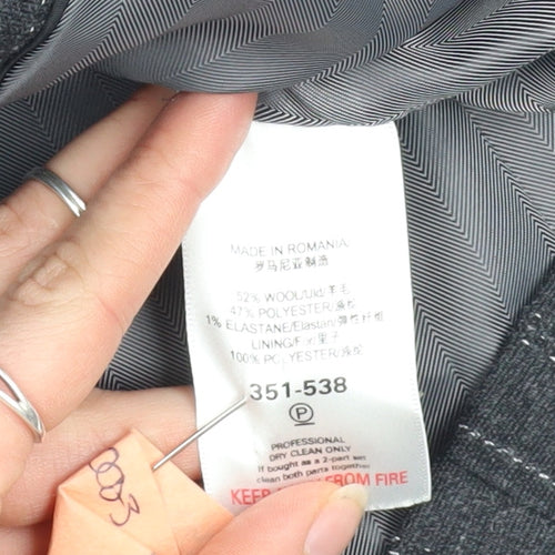 Next Women's Grey Pinstripe Wool Blend Blazer Size 12 Classic Fit