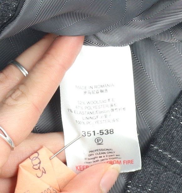 Next Women's Grey Pinstripe Wool Blend Blazer Size 12 Classic Fit