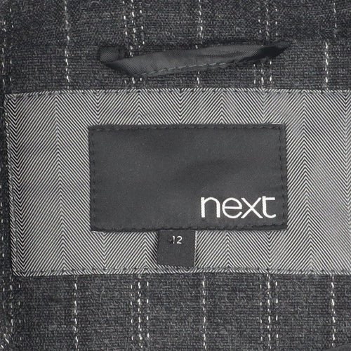Next Women's Grey Pinstripe Wool Blend Blazer Size 12 Classic Fit