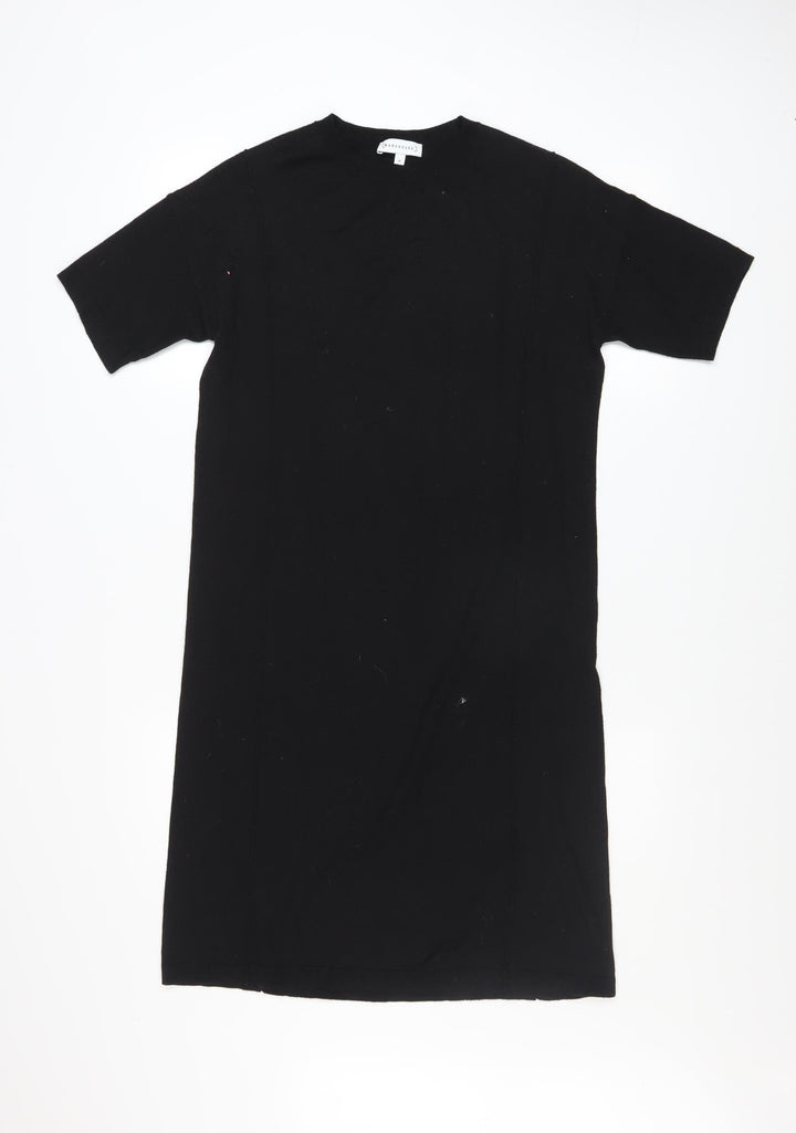 Warehouse Women’s Black Knit T-Shirt Dress Size 10 Short Sleeve