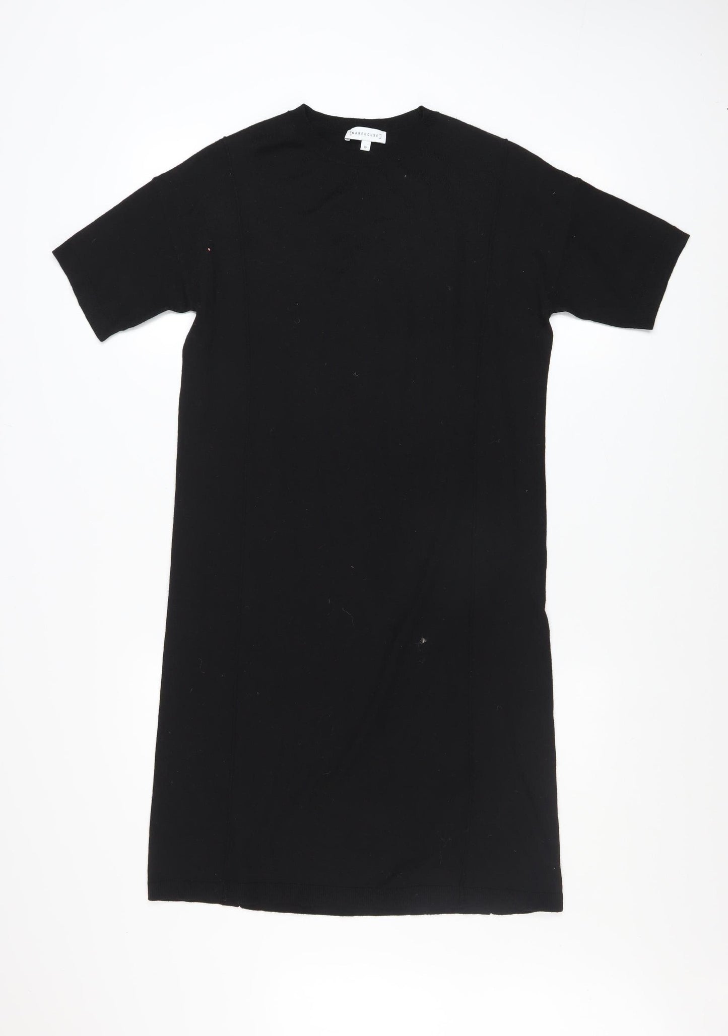 Warehouse Women’s Black Knit T-Shirt Dress Size 10 Short Sleeve