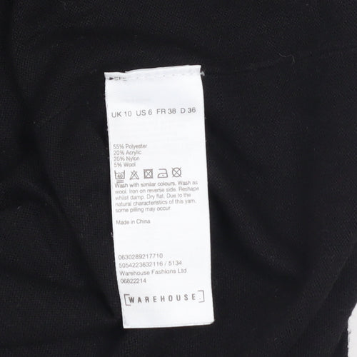 Warehouse Women’s Black Knit T-Shirt Dress Size 10 Short Sleeve