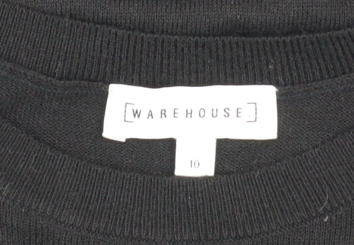 Warehouse Women’s Black Knit T-Shirt Dress Size 10 Short Sleeve