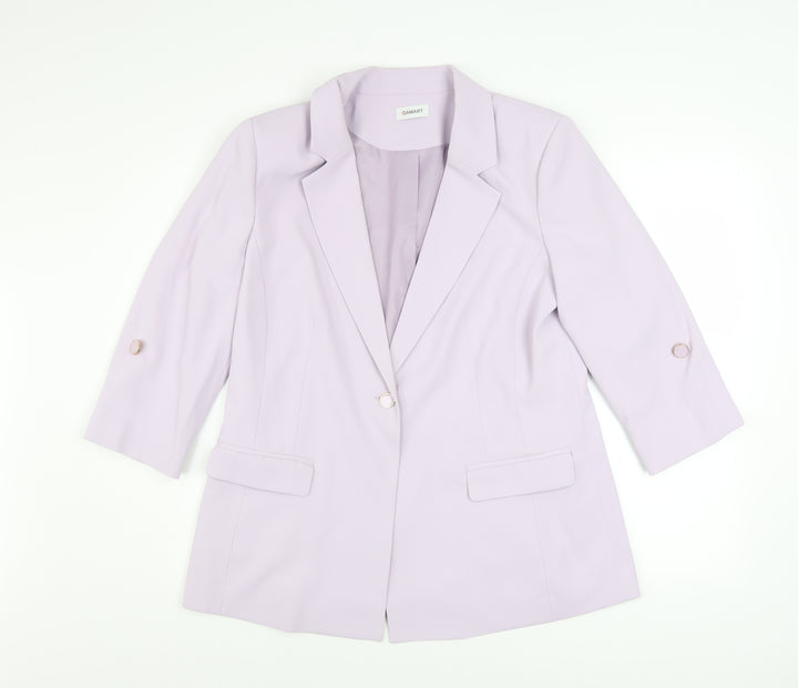Damart Women's Purple Blazer UK 14 Regular Fit 3/4 Sleeve Jacket