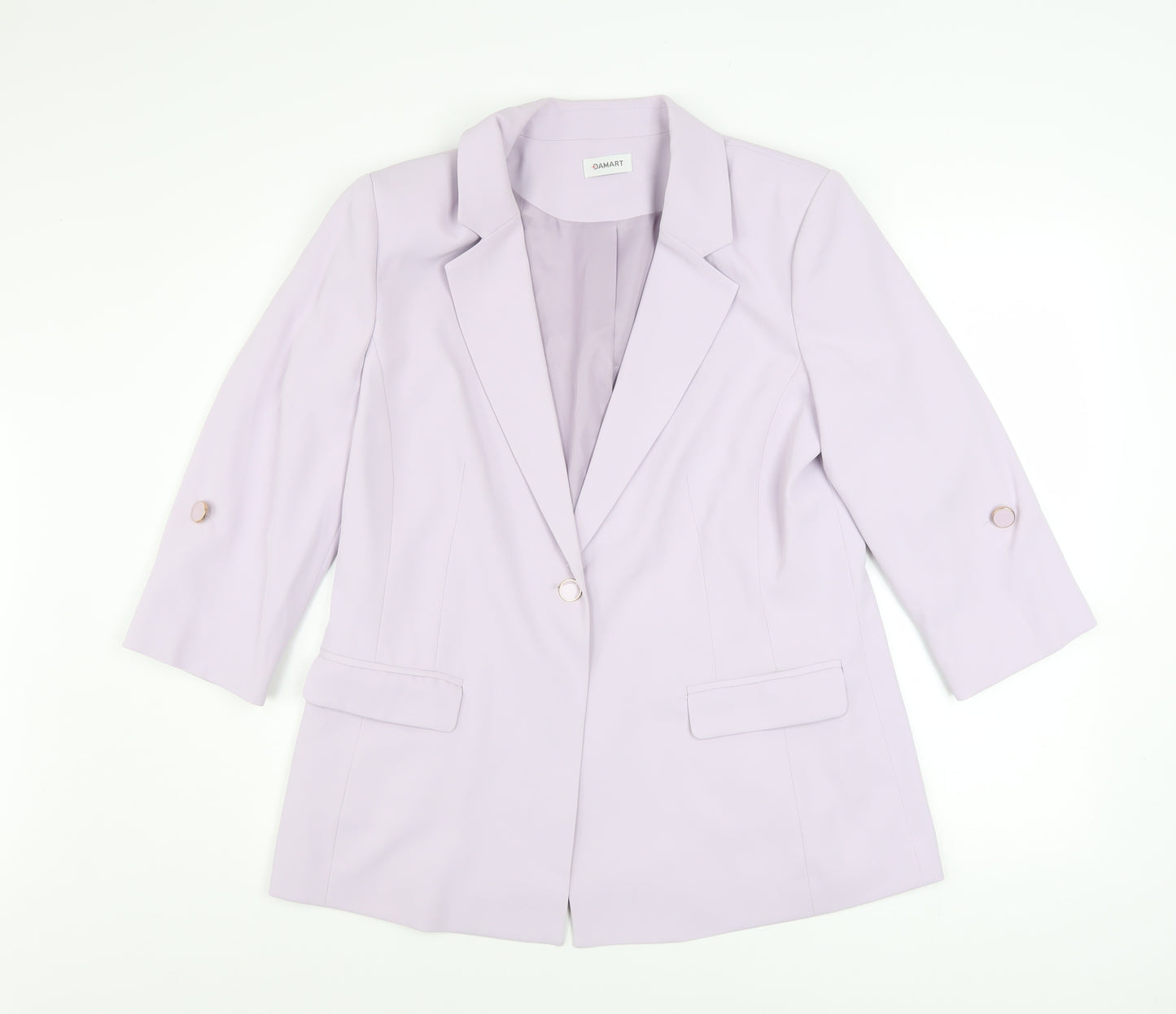 Damart Women's Purple Blazer UK 14 Regular Fit 3/4 Sleeve Jacket