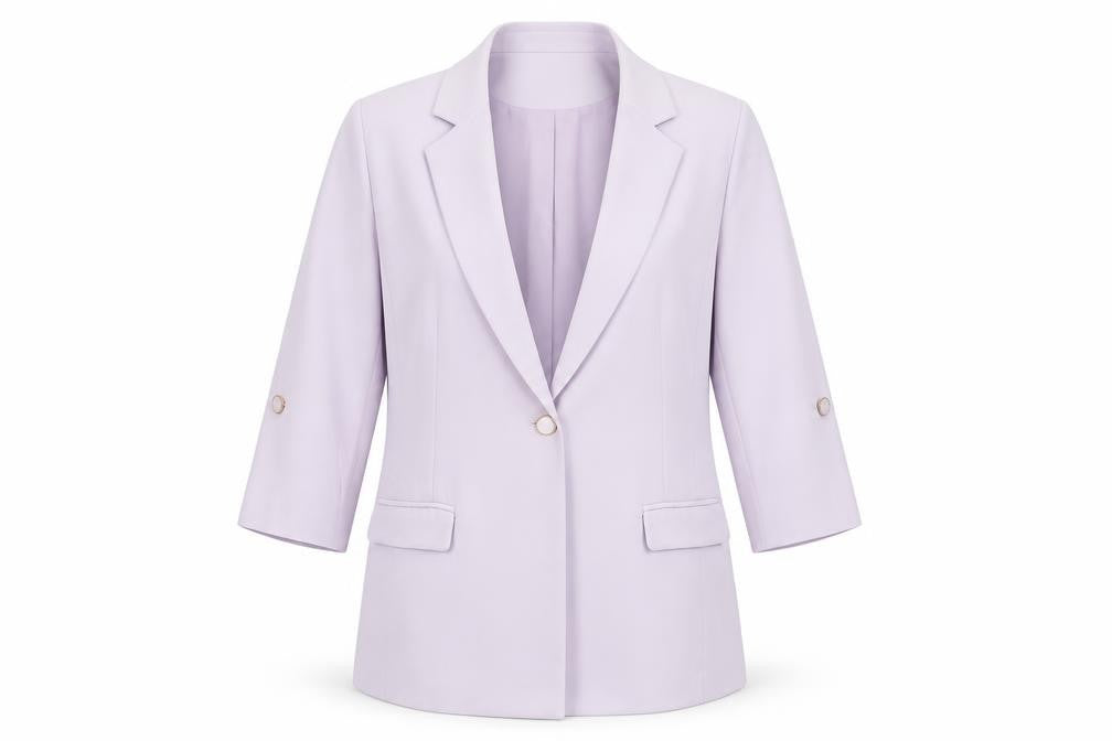 Damart Women's Purple Blazer UK 14 Regular Fit 3/4 Sleeve Jacket