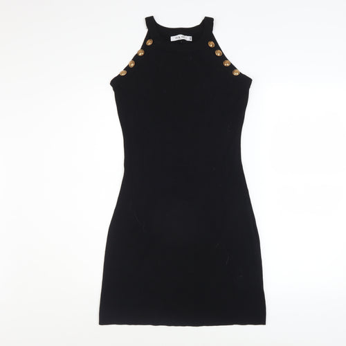 Yu & Me Women’s Black Sleeveless Bodycon Knit Halter Dress M
