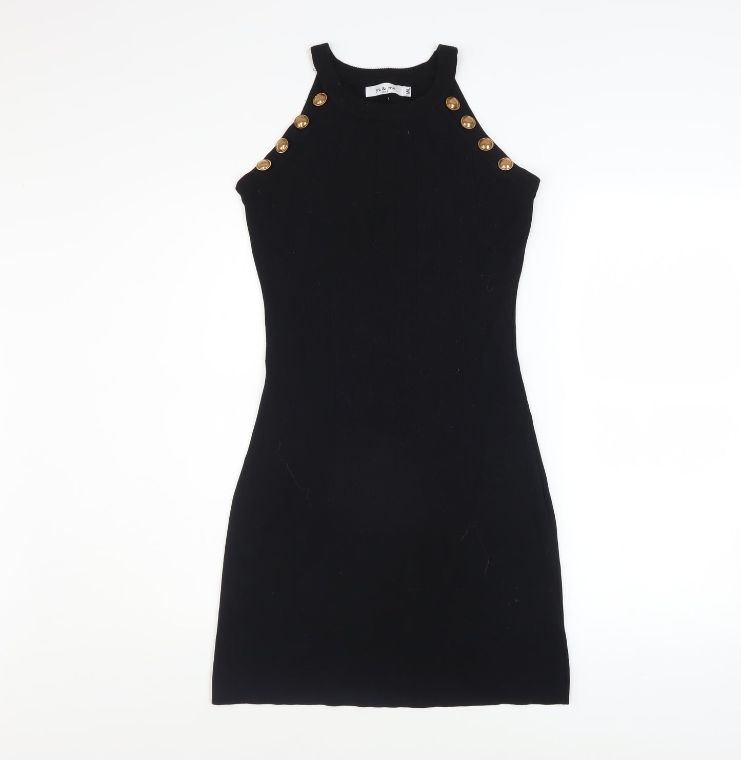 Yu & Me Women’s Black Sleeveless Bodycon Knit Halter Dress M
