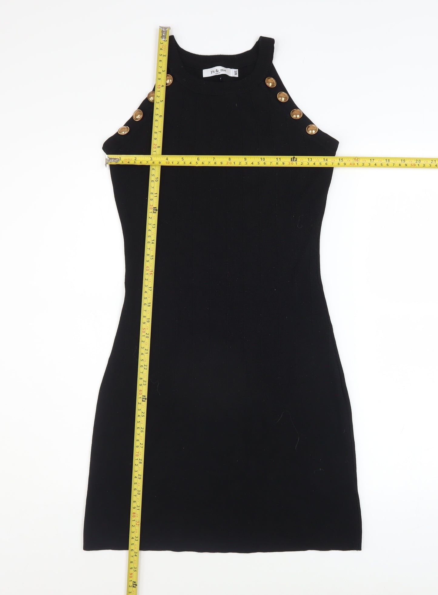 Yu & Me Women’s Black Sleeveless Bodycon Knit Halter Dress M