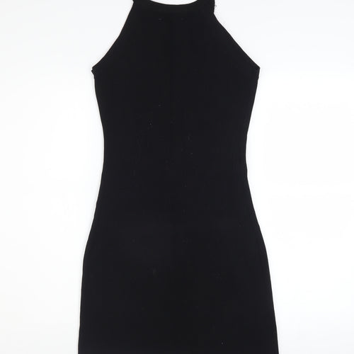 Yu & Me Women’s Black Sleeveless Bodycon Knit Halter Dress M