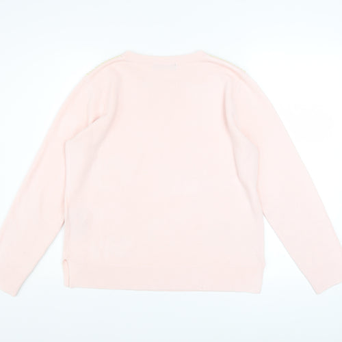 Marks and Spencer Women's Pink Beaded Crew Neck Jumper Size 14