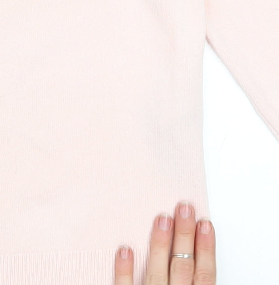 Marks and Spencer Women's Pink Beaded Crew Neck Jumper Size 14