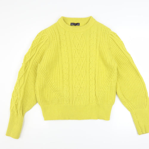 Marks and Spencer Womens Yellow Cable-Knit Pullover Jumper Size 14