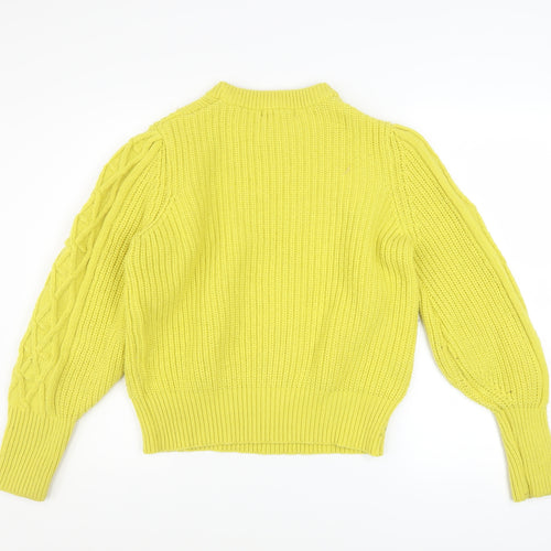 Marks and Spencer Womens Yellow Cable-Knit Pullover Jumper Size 14