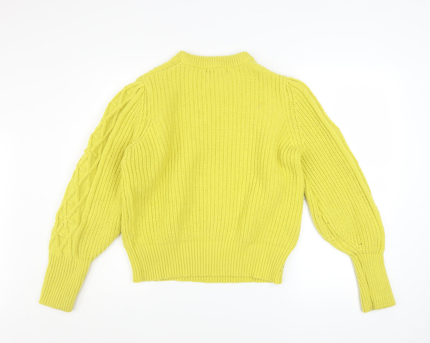 Marks and Spencer Womens Yellow Cable-Knit Pullover Jumper Size 14