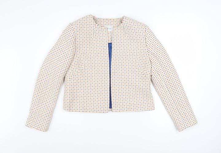 Eastex Women’s Multicoloured Tweed Jacket Size 10 Lightweight Open Front